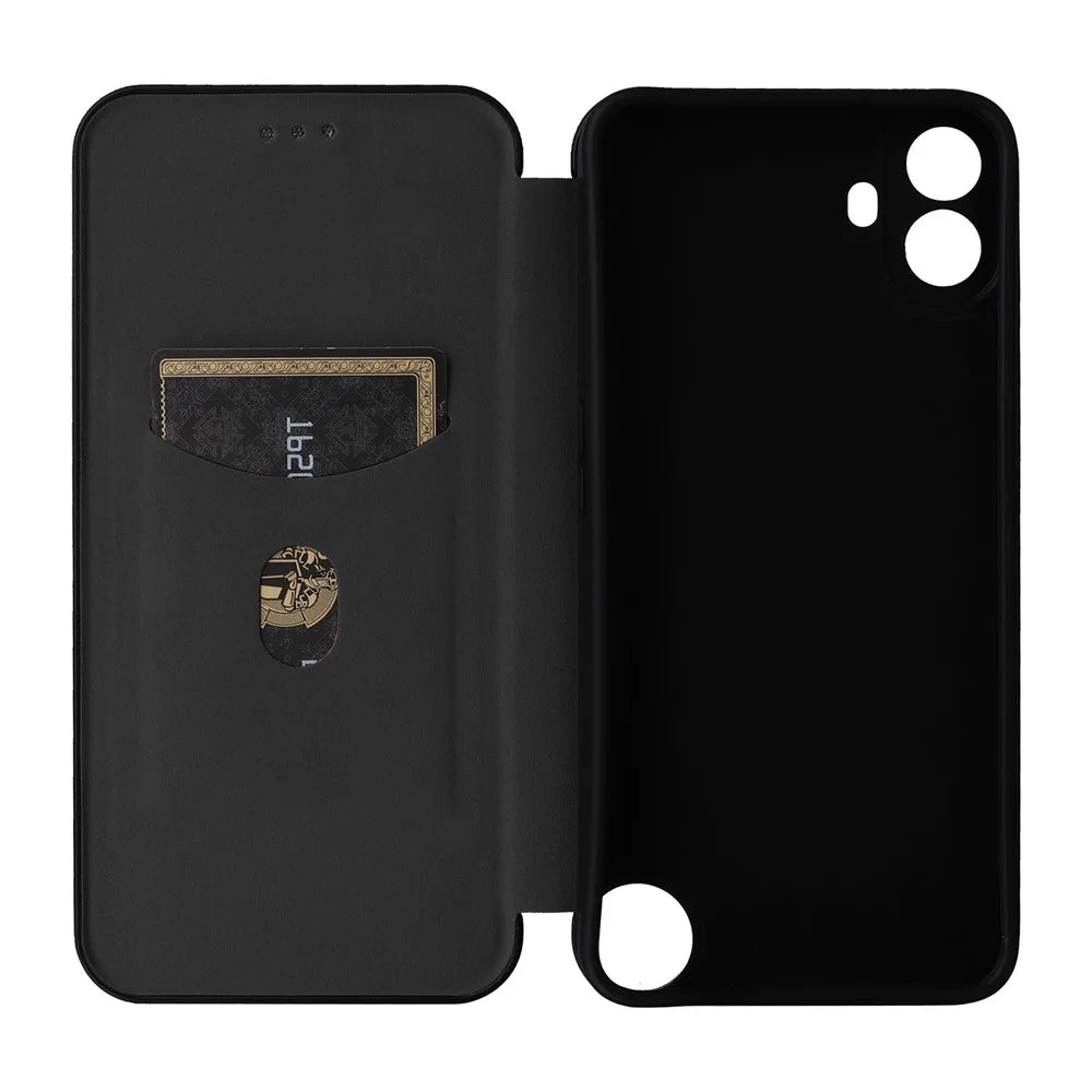 For Nothing CMF Phone 1 Case Carbon Fiber Texture Drop-Proof PU Leather Phone Cover - Black - 5