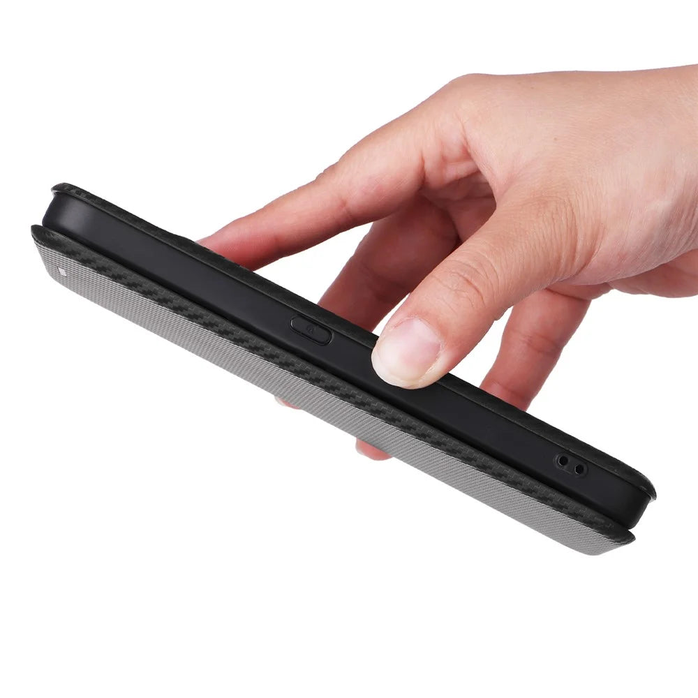 For Nothing CMF Phone 1 Case Carbon Fiber Texture Drop-Proof PU Leather Phone Cover - Black - 6