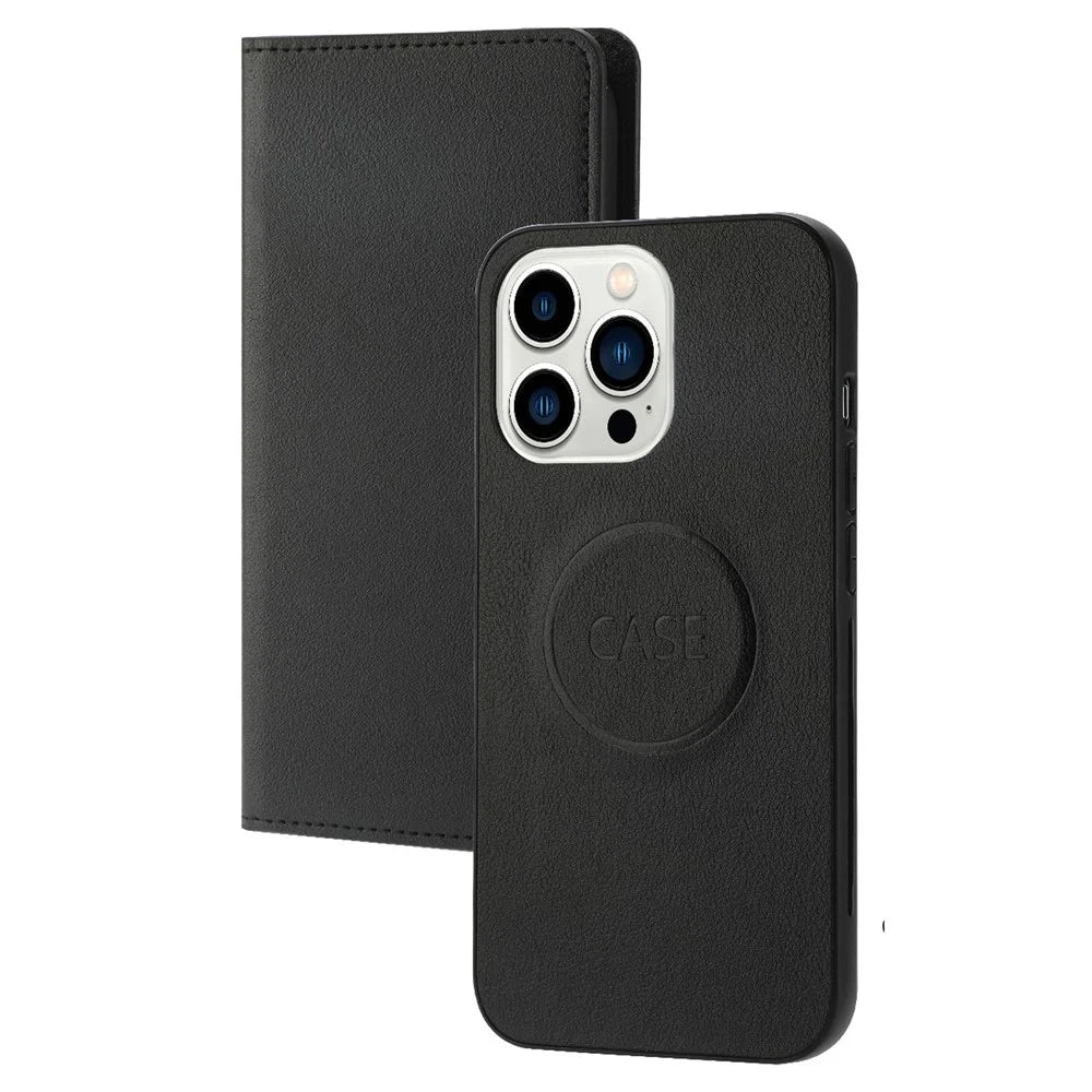 For iPhone 14 Pro Ultra-thin Detachable Leather Wallet Phone Case Shockproof Magnetic Clasp Cellphone Shell - Black - 1