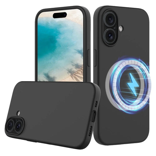 For iPhone 16 Case Compatible with MagSafe Anti-Drop Liquid Silicone Phone Cover - Black - 1