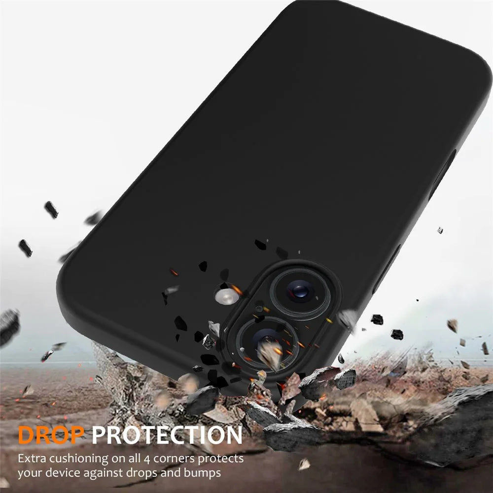 For iPhone 16 Case Compatible with MagSafe Anti-Drop Liquid Silicone Phone Cover - Black - 2
