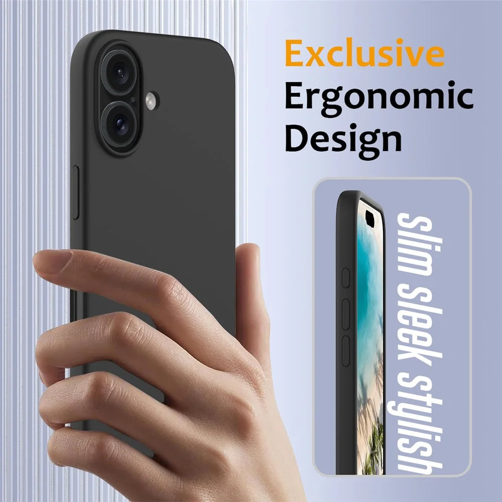 For iPhone 16 Case Compatible with MagSafe Anti-Drop Liquid Silicone Phone Cover - Black - 4