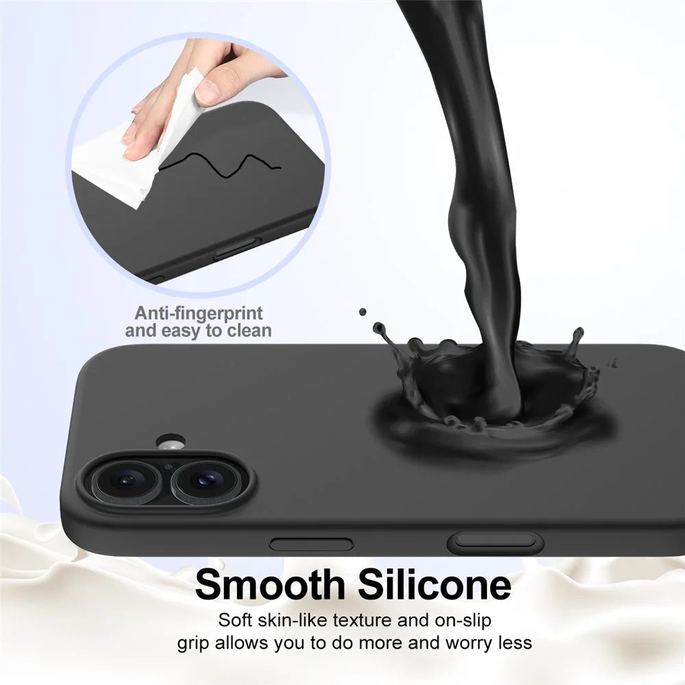 For iPhone 16 Case Compatible with MagSafe Anti-Drop Liquid Silicone Phone Cover - Black - 5
