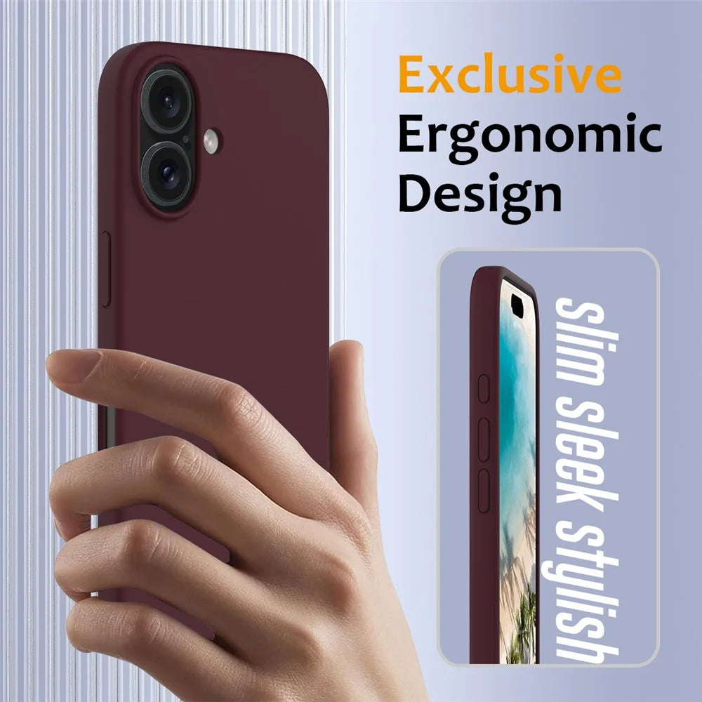 For iPhone 16 Plus Case Liquid Silicone Phone Cover Compatible with MagSafe - Wine Red - 4