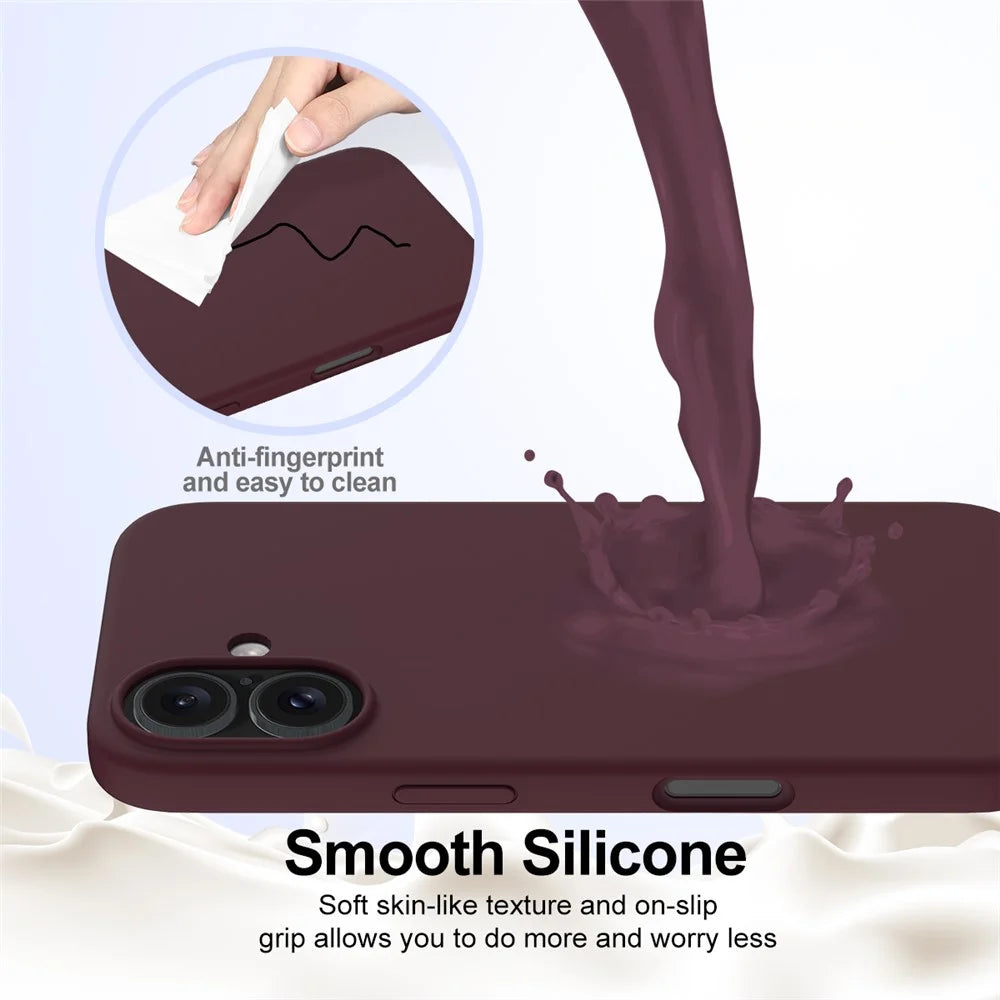 For iPhone 16 Plus Case Liquid Silicone Phone Cover Compatible with MagSafe - Wine Red - 5