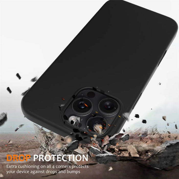 For iPhone 16 Pro Magnetic Case Shockproof Liquid Silicone Phone Cover - Black - 2