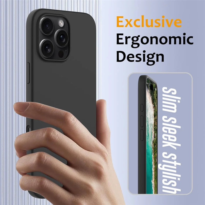 For iPhone 16 Pro Magnetic Case Shockproof Liquid Silicone Phone Cover - Black - 4