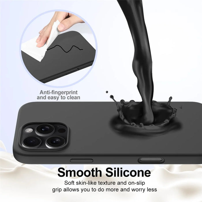 For iPhone 16 Pro Magnetic Case Shockproof Liquid Silicone Phone Cover - Black - 5