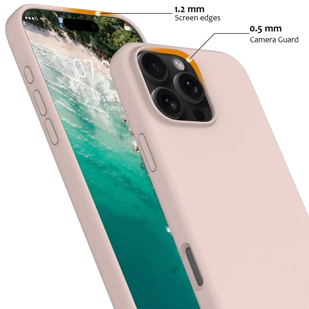 For iPhone 16 Pro Max Magnetic Case Protective Liquid Silicone Phone Cover - Pink - 6