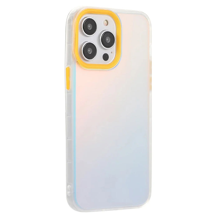 For iPhone 14 Pro Max Anti-Drop Phone Case PC+TPU Shockproof Case Protective Laser Matte Phone Cover - Yellow - 1