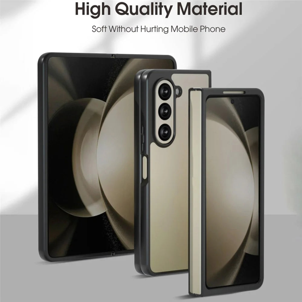 IBMRS For Samsung Galaxy Z Fold5 5G Case TPU + PC Slim Fit Shockproof Phone Cover - Transparent Black - 2