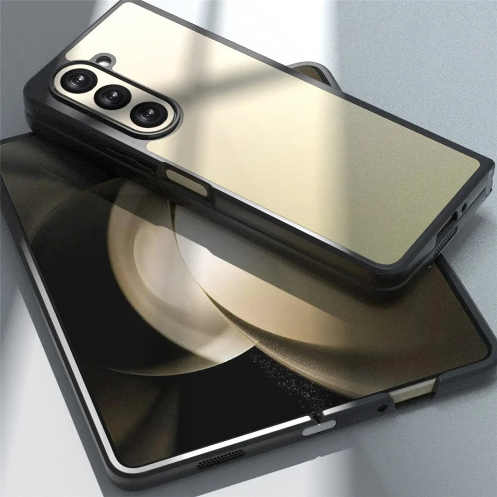 IBMRS For Samsung Galaxy Z Fold5 5G Case TPU + PC Slim Fit Shockproof Phone Cover - Transparent Black - 5