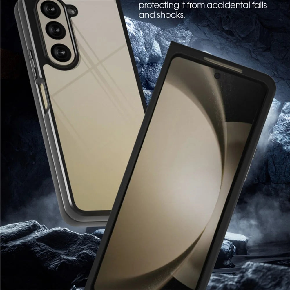 IBMRS For Samsung Galaxy Z Fold5 5G Case TPU + PC Slim Fit Shockproof Phone Cover - Transparent Black - 6