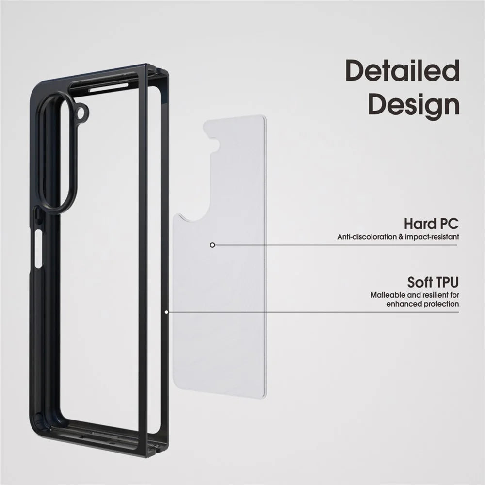 IBMRS For Samsung Galaxy Z Fold5 5G Case TPU + PC Slim Fit Shockproof Phone Cover - Transparent Black - 7