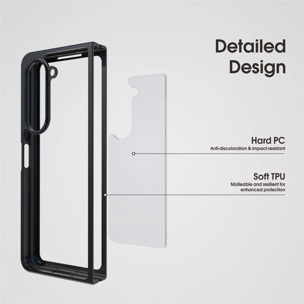 IBMRS For Samsung Galaxy Z Fold6 5G Case TPU + PC Non-Slip Rugged Tough Phone Cover - Matte Black - 5