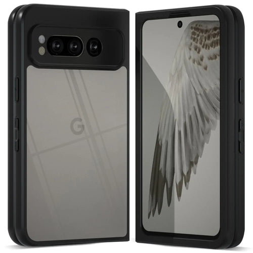 IBMRS For Google Pixel Fold Case TPU + PC Dual Layer Shockproof Phone Cover - Transparent Black - 1