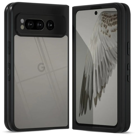 IBMRS For Google Pixel Fold Case TPU + PC Dual Layer Shockproof Phone Cover - Transparent Black - 1