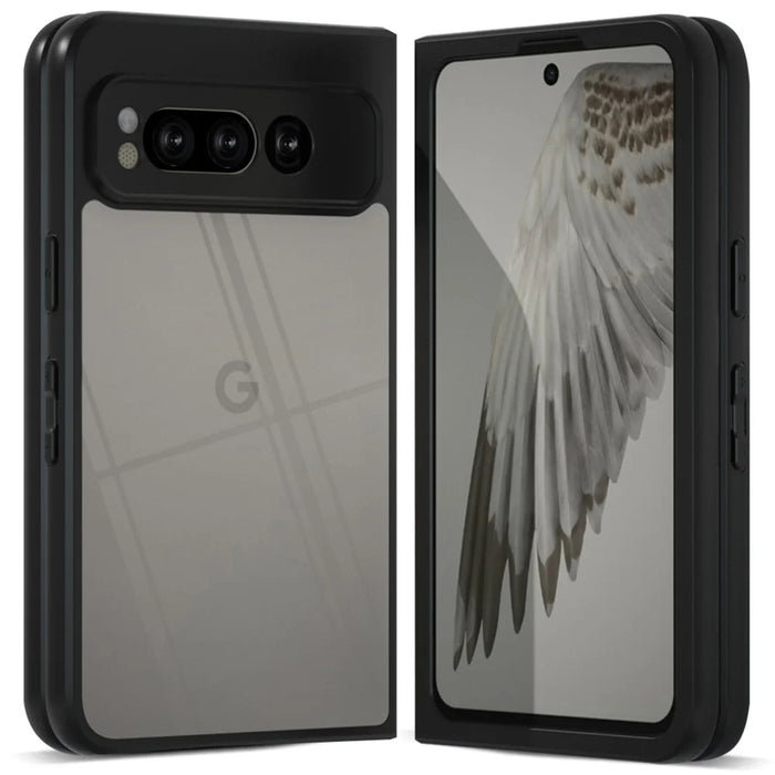 IBMRS For Google Pixel Fold Case TPU + PC Dual Layer Shockproof Phone Cover - Transparent Black - 1