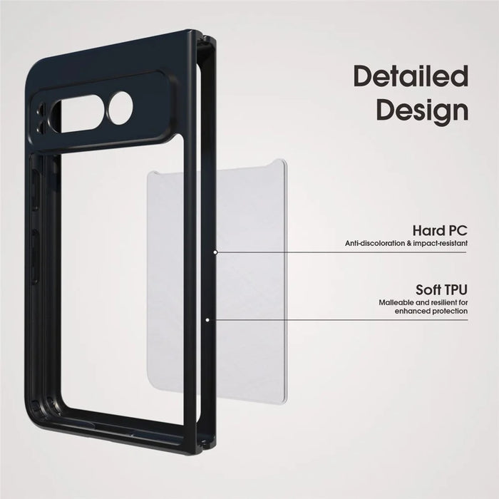 IBMRS For Google Pixel Fold Case TPU + PC Dual Layer Shockproof Phone Cover - Transparent Black - 3