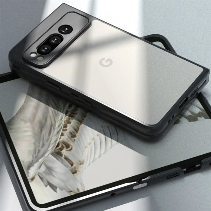 IBMRS For Google Pixel Fold Case TPU + PC Dual Layer Shockproof Phone Cover - Transparent Black - 6