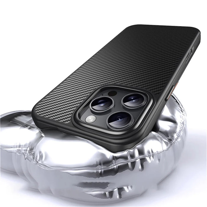 For iPhone 16 Pro Max Magnetic Case Compatible with MagSafe Carbon Fiber Texture PC + TPU Cover - 3