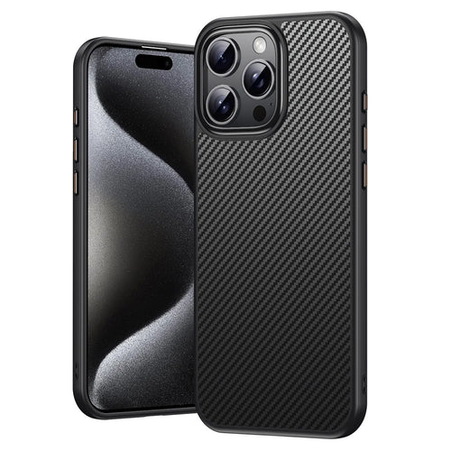 For iPhone 16 Pro Magnetic Case Compatible with MagSafe Carbon Fiber Texture PC + TPU Cover - 1