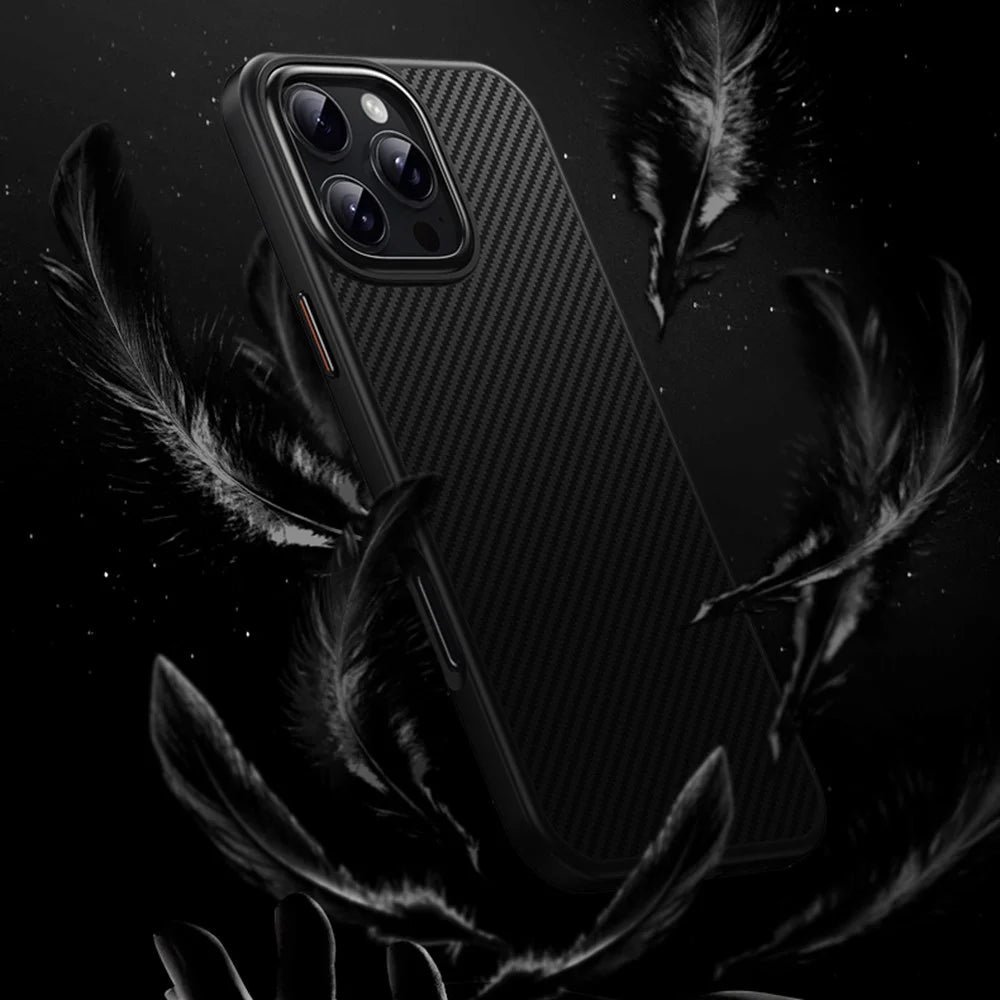For iPhone 16 Pro Magnetic Case Compatible with MagSafe Carbon Fiber Texture PC + TPU Cover - 5