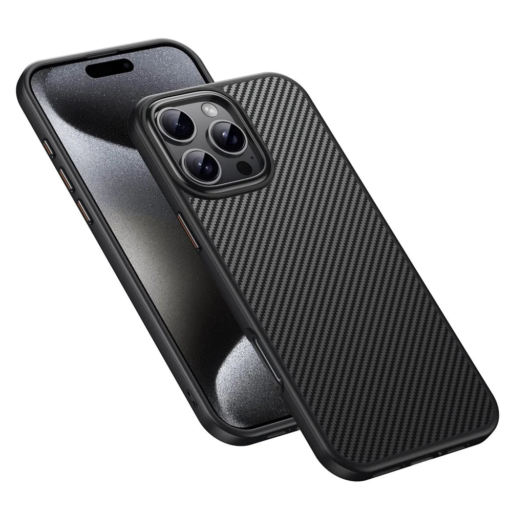 For iPhone 16 Pro Magnetic Case Compatible with MagSafe Carbon Fiber Texture PC + TPU Cover - 7