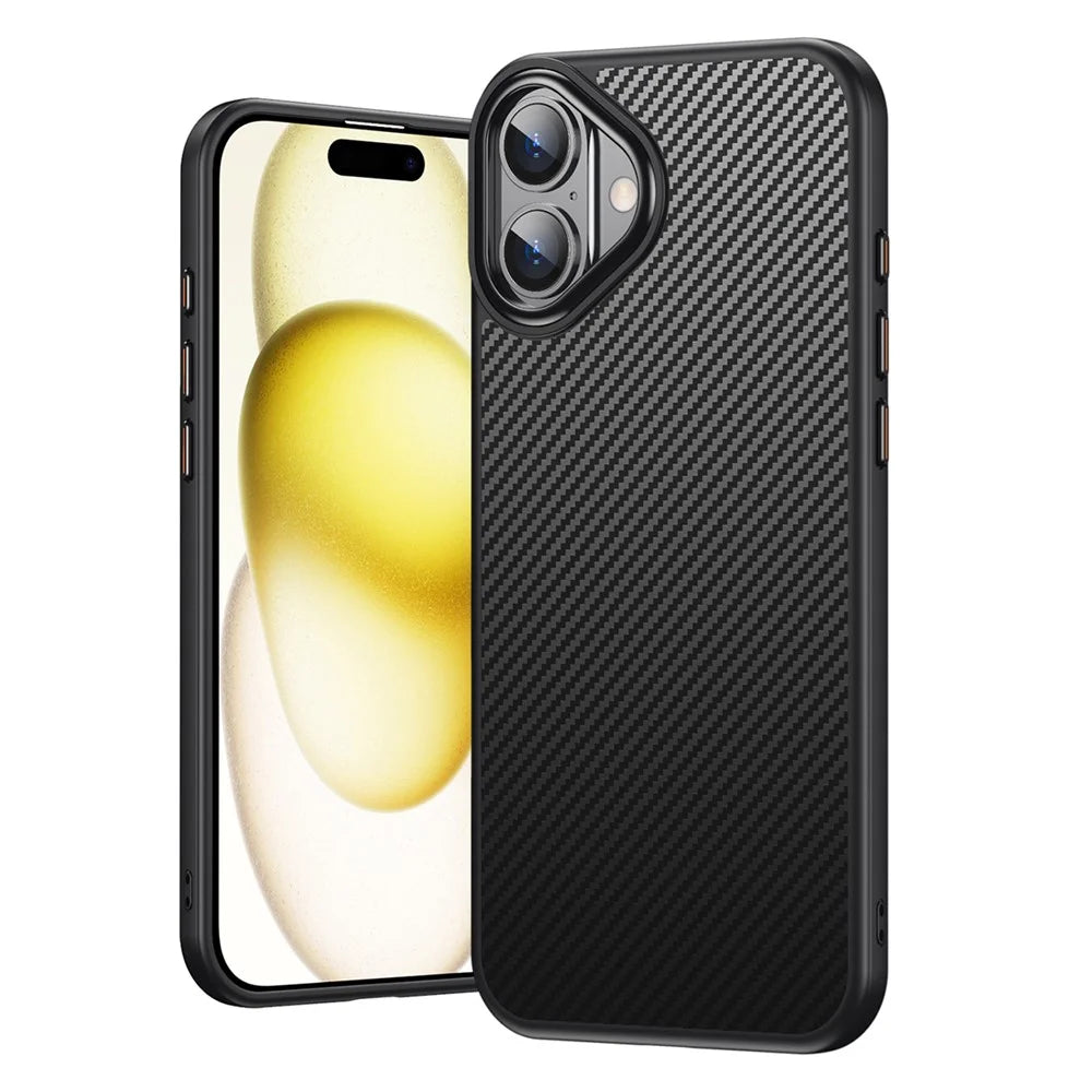 For iPhone 16 Magnetic Case Compatible with MagSafe Carbon Fiber Texture PC + TPU Cover - 1