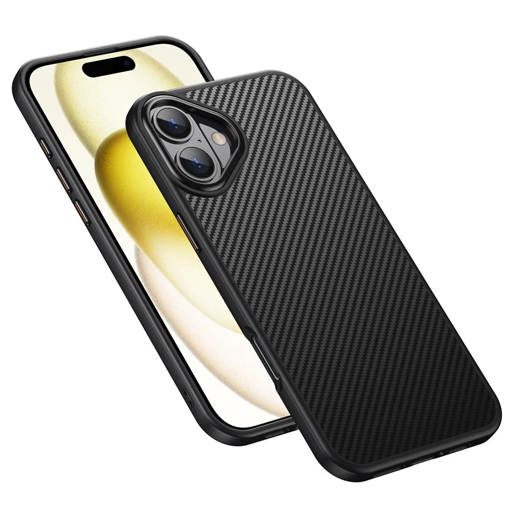 For iPhone 16 Magnetic Case Compatible with MagSafe Carbon Fiber Texture PC + TPU Cover - 2