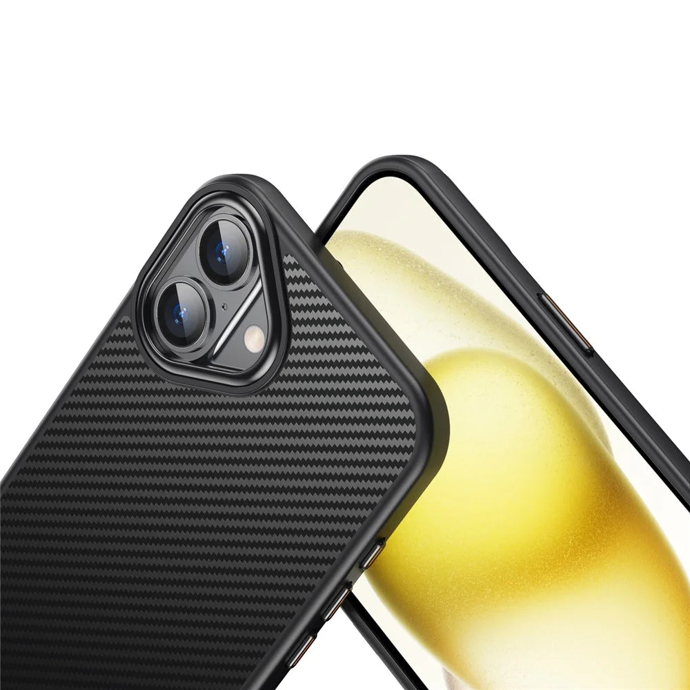 For iPhone 16 Magnetic Case Compatible with MagSafe Carbon Fiber Texture PC + TPU Cover - 5