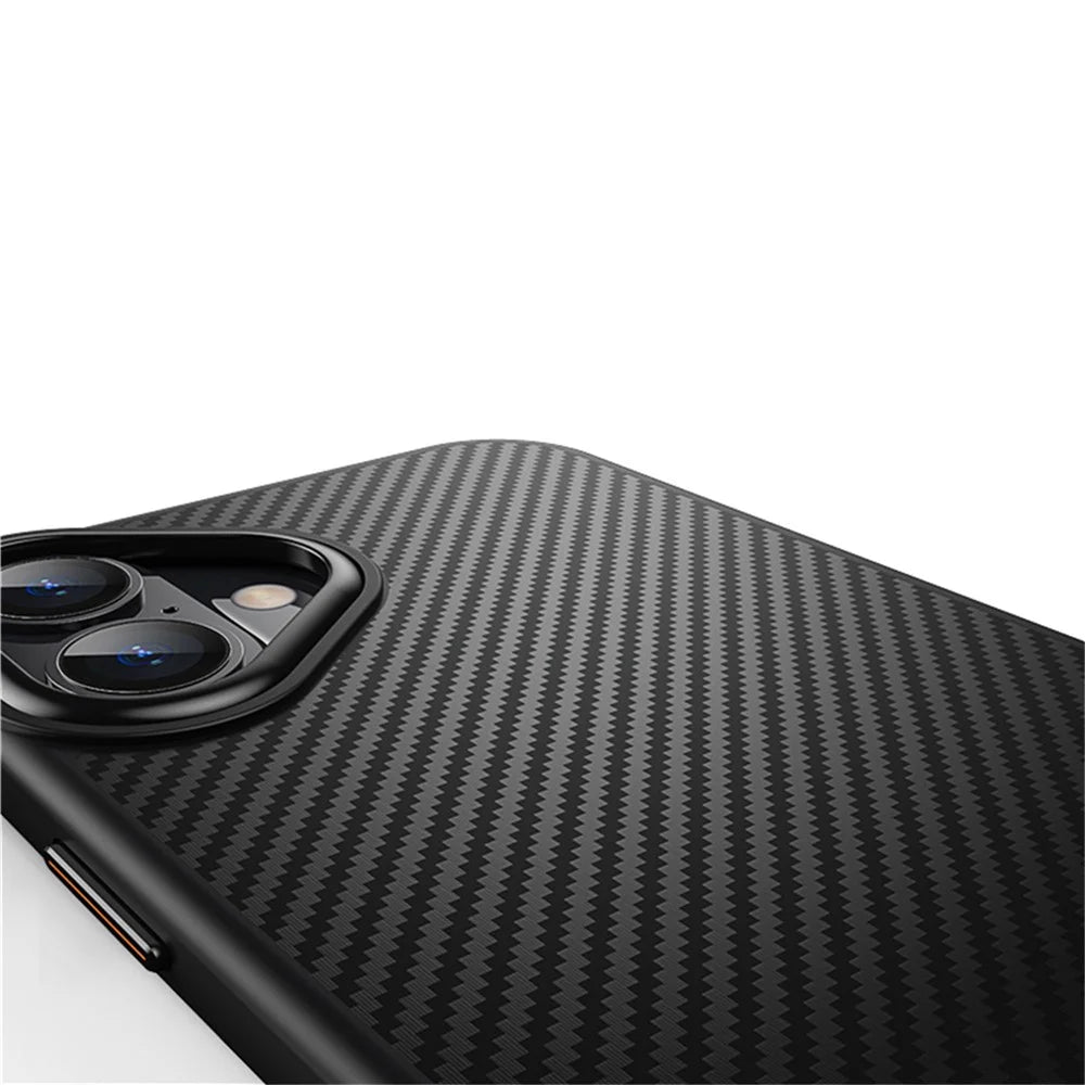 For iPhone 16 Magnetic Case Compatible with MagSafe Carbon Fiber Texture PC + TPU Cover - 6