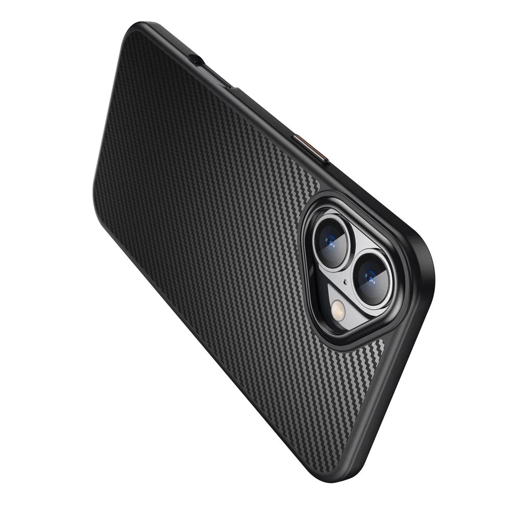 For iPhone 16 Magnetic Case Compatible with MagSafe Carbon Fiber Texture PC + TPU Cover - 7