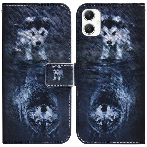 For Samsung Galaxy A06 4G Wallet Case Pattern Print Leather Phone Cover - Dog and Wolf - 1