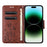 For iPhone 16 Pro Leather Case Butterflies Flower Pattern Wallet Stand Phone Cover - Brown - 2