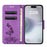 For iPhone 16 Plus Case Butterflies Flower Leather Wallet Flip Phone Cover - Purple - 2