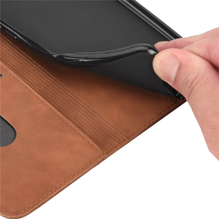 For iPhone 16 Case PU Leather Shockproof Protection Wallet Phone Cover - Brown - 7