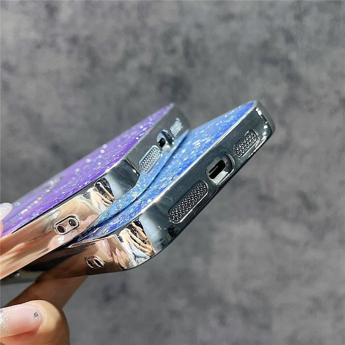 For iPhone 14 Pro Max Magnetic Case Glitter Shockproof TPU + PC Phone Cover Bling Rhinestone - Purple - 5