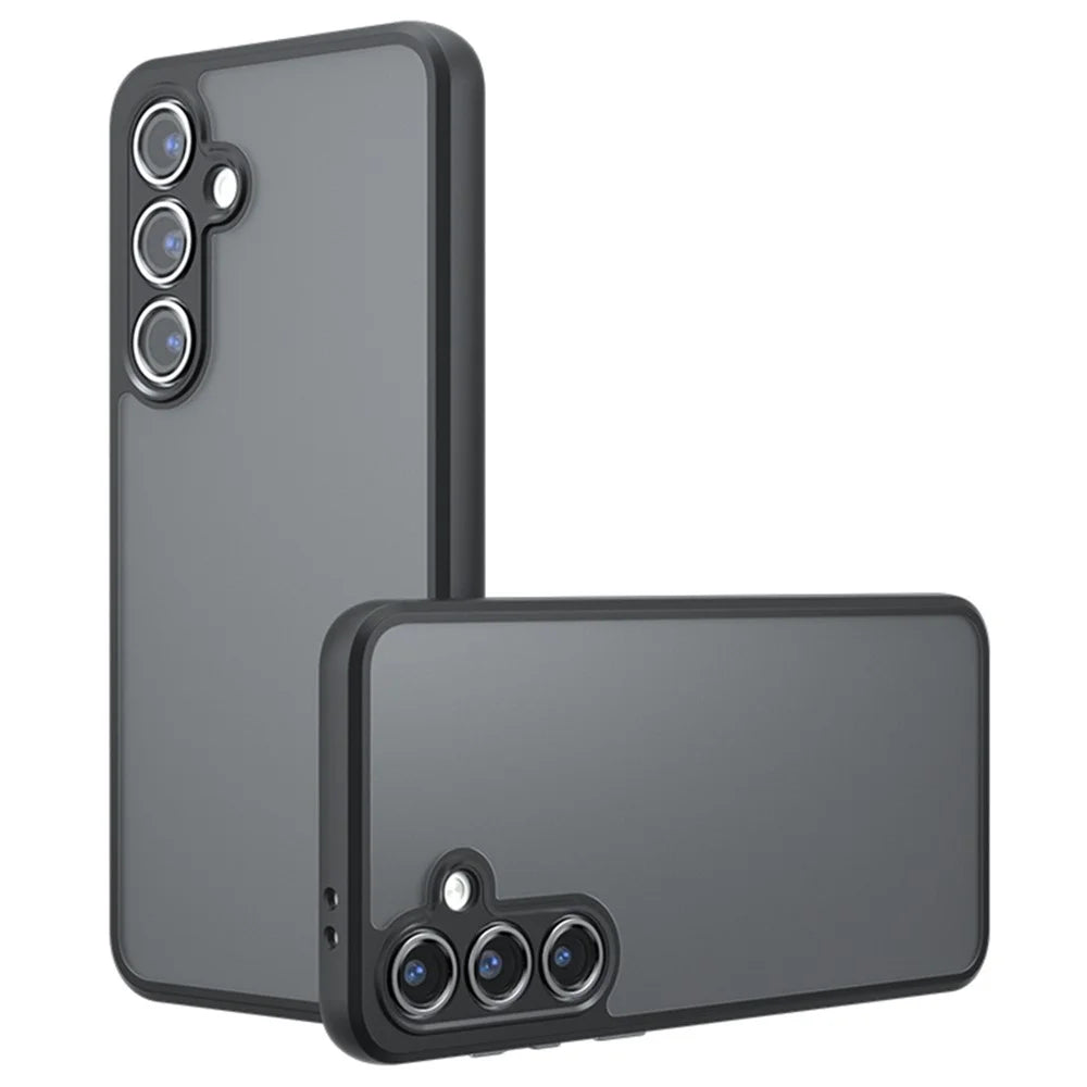 For Samsung Galaxy S24 FE Case Skin-Touch TPU + PC Matte Phone Back Cover, Transparent Black - 1