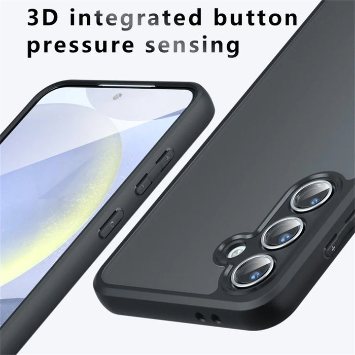 For Samsung Galaxy S24 FE Case Skin-Touch TPU + PC Matte Phone Back Cover, Transparent Black - 4