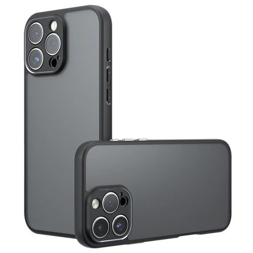 For iPhone 16 Pro Case Skin-Touch TPU + PC Matte Phone Back Cover, Transparent Black - 1