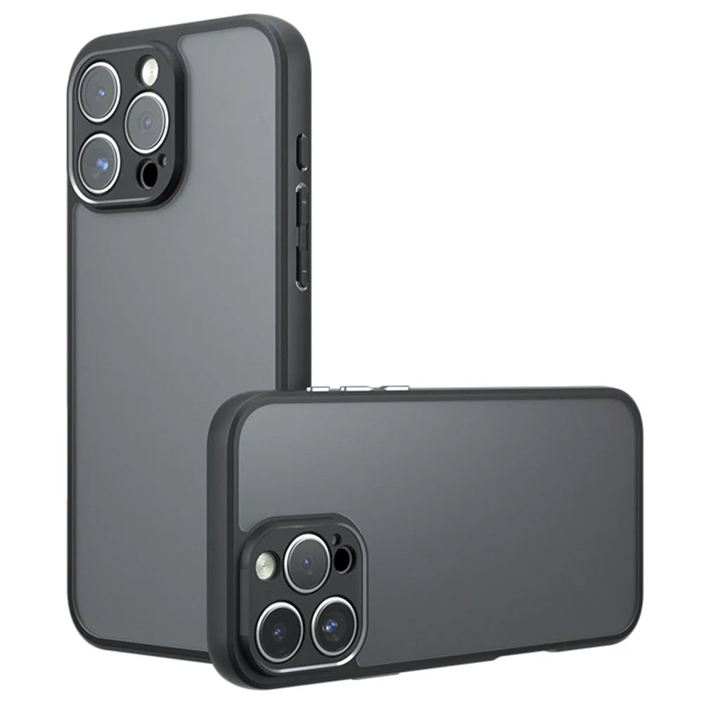 For iPhone 16 Pro Case Skin-Touch TPU + PC Matte Phone Back Cover, Transparent Black - 1