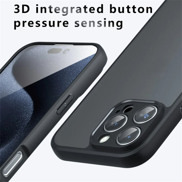For iPhone 16 Pro Case Skin-Touch TPU + PC Matte Phone Back Cover, Transparent Black - 4