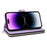 R20 For iPhone 14 Pro Max Case Zipper Pocket PU Leather Cover with 9 Card Slots - Purple - 4