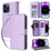 R20 For iPhone 14 Pro Case Zipper Pocket PU Leather Cover with 9 Card Slots - Purple - 1