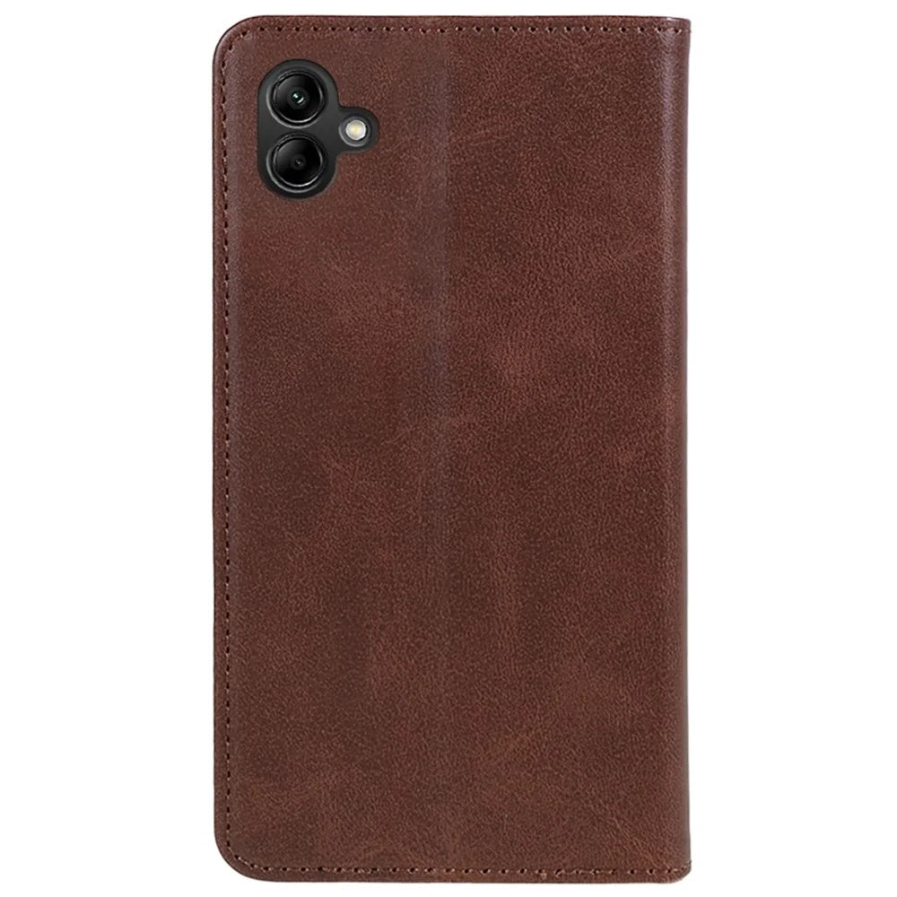 For Samsung Galaxy A18 5G / A18 4G / A17 5G / A17 4G / A06 4G / A06 5G Case Leather Wallet Phone Cover Calf Texture Hidden Magnetic Closure - Brown - 7