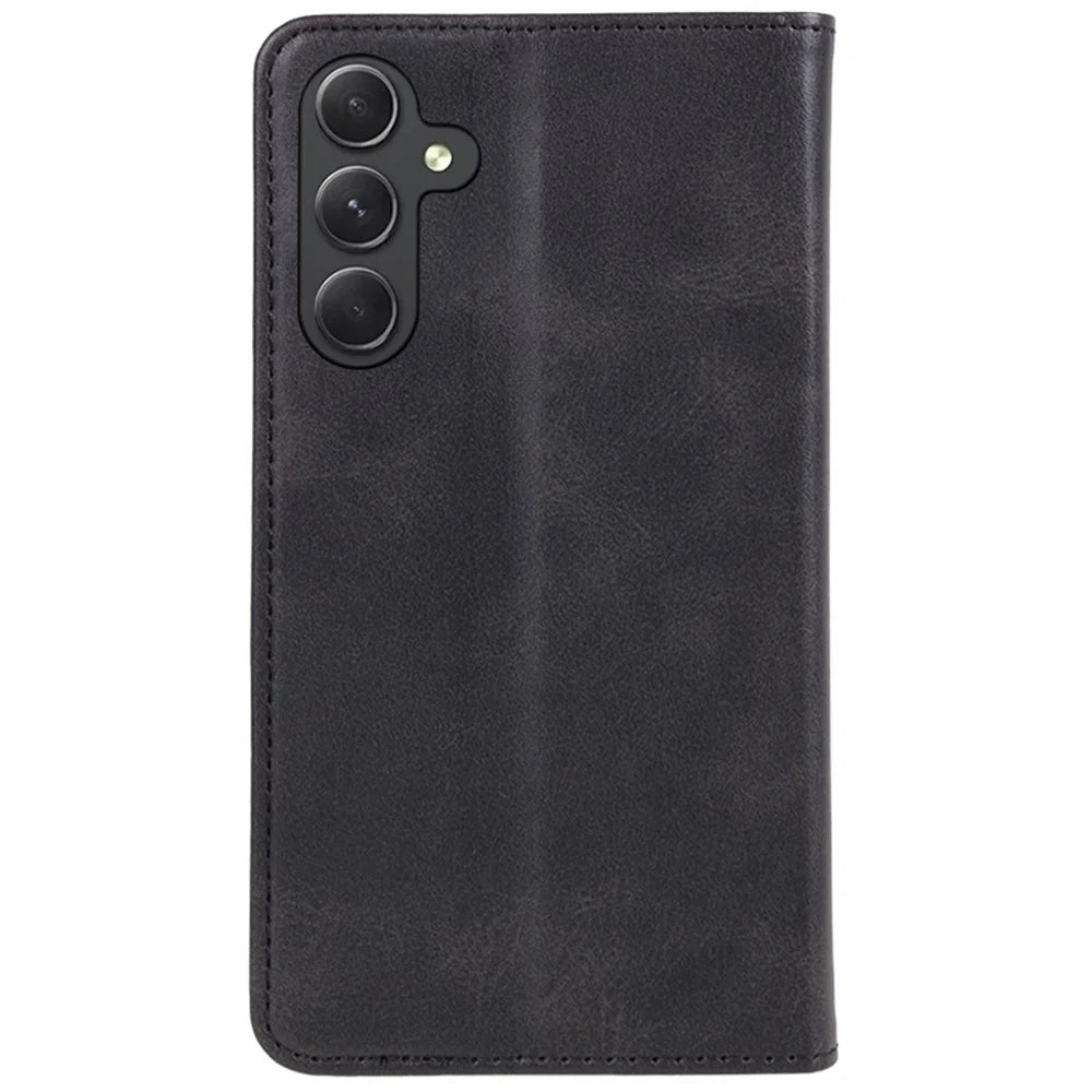 For Samsung Galaxy A16 5G / A16 4G Case Leather Flip Shockproof Calf Texture Phone Cover - Black - 7