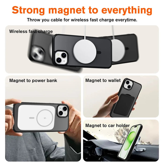 For iPhone 15 Plus Case Compatible with MagSafe TPU+PC Skin-Touch Phone Cover - Black - 2