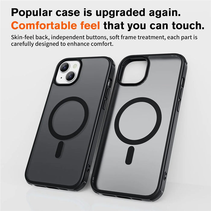 For iPhone 15 Plus Case Compatible with MagSafe TPU+PC Skin-Touch Phone Cover - Black - 4