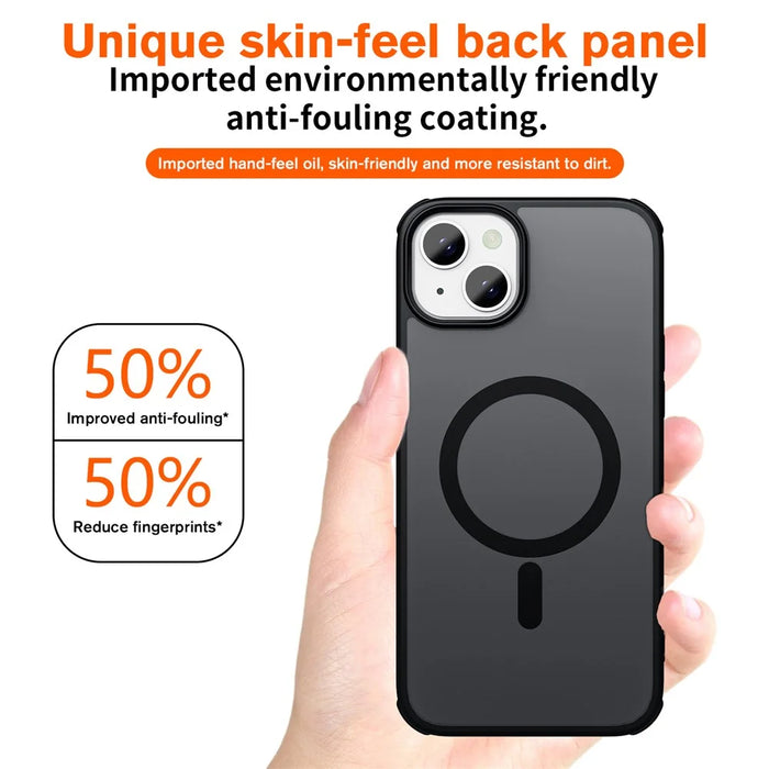 For iPhone 15 Plus Case Compatible with MagSafe TPU+PC Skin-Touch Phone Cover - Black - 5
